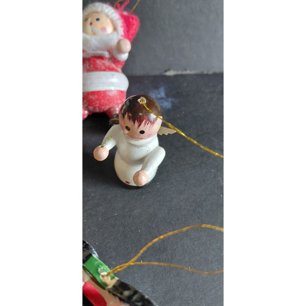 vintage midcentury flocked felt Santa doll Collection ornament Christmas Holiday - Picture 4 of 12